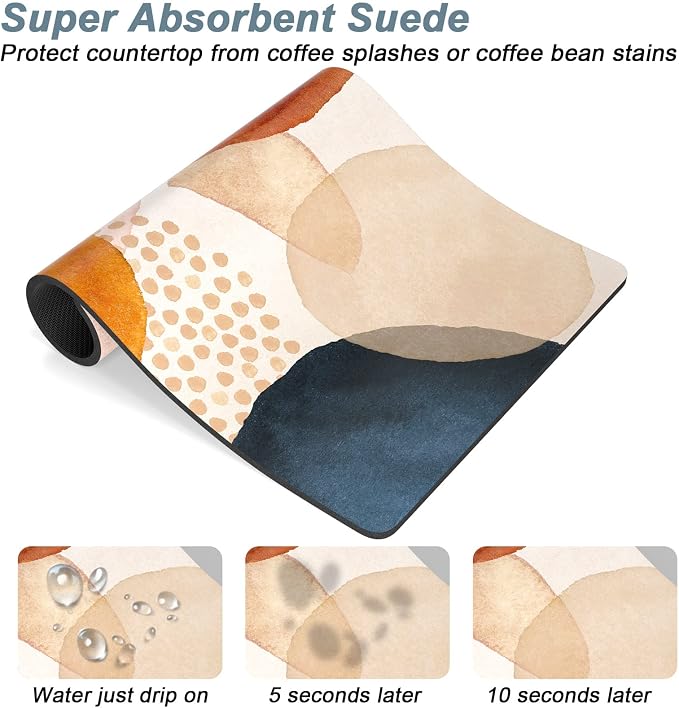 Rnivvi Coffee Mat, Hide Stain Rubber Backed Absorbent Dish Drying Pad - Image 3