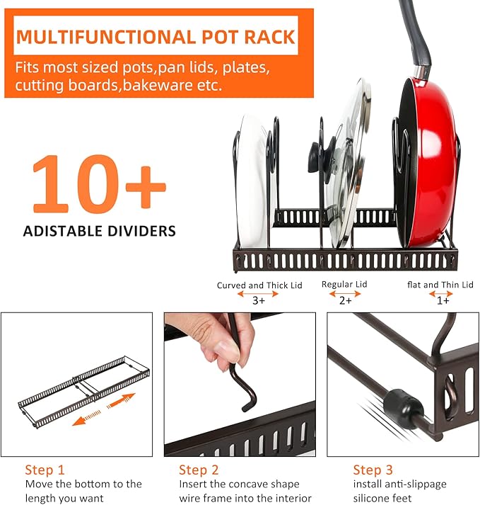 Pot Rack Organizer -Expandable Pot and Pan Organizer - Image 5