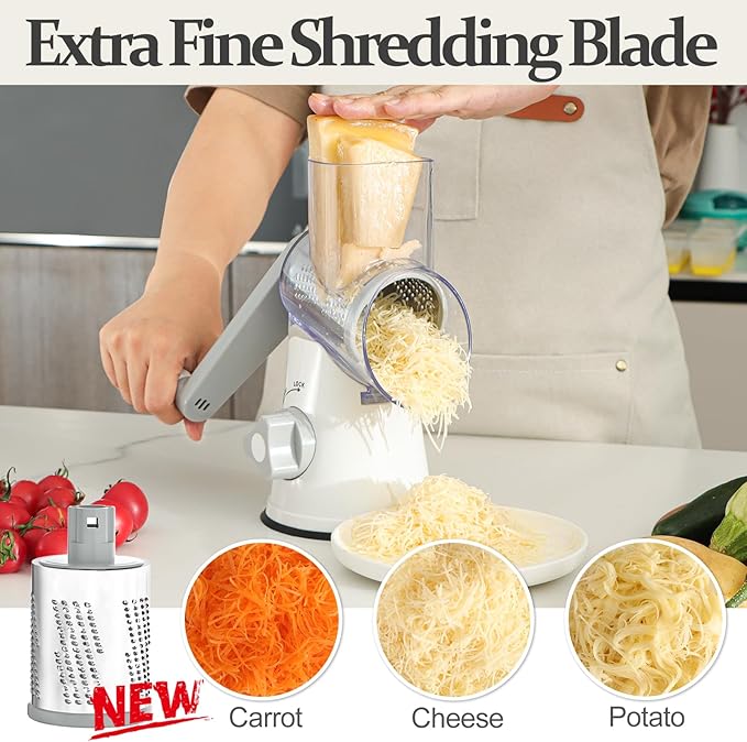Cambom 5 in 1 Rotary Cheese Grater Hand Crank Cheese Shredder - Image 2