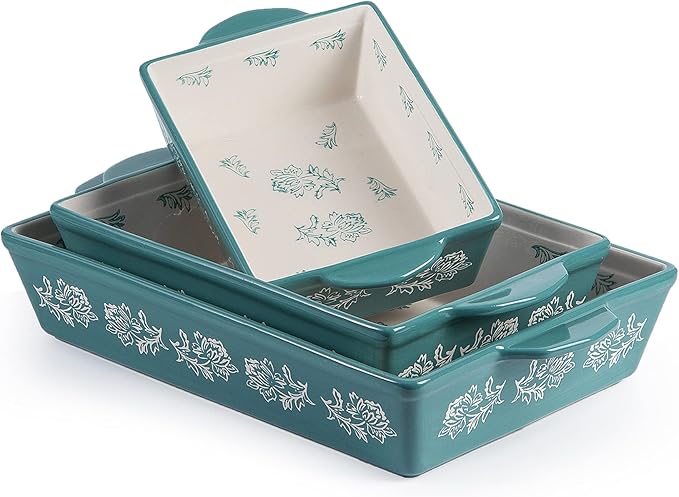 Wisenvoy Baking Dish Ceramic Lasagna Pan Casserole Dish 3-Piece Bakeware Sets by wisenvoy