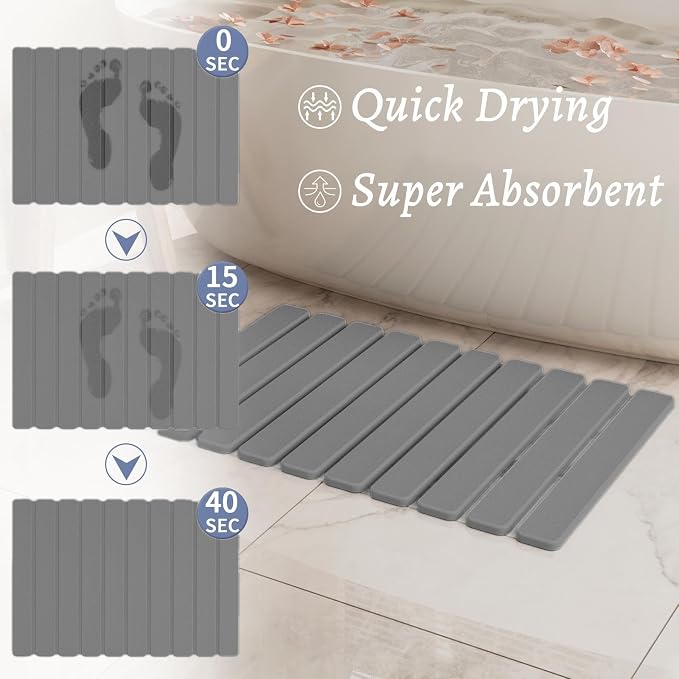 Foldable Stone Bath Mat, Quick Dry Stone Drying Mats - Image 2