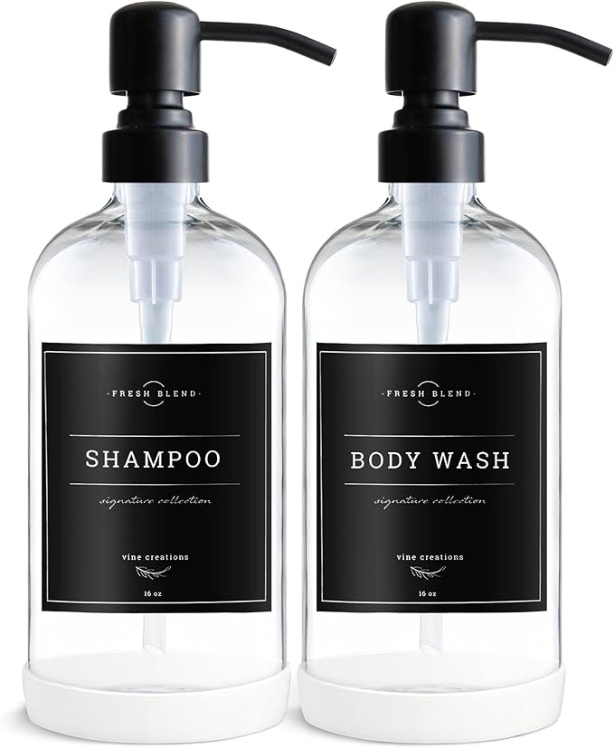 Vine Creations Clear Glass Soap Dispenser, 2 Pack Kitchen Soap Dispenser Set - Image 7