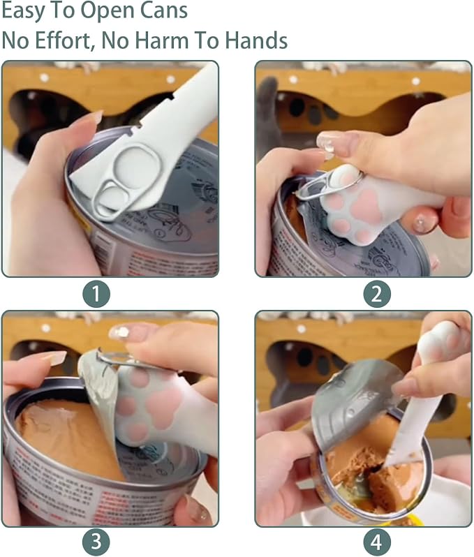 4pcs gray Pet Food Can Supplies Set，Silicone Cat Dog Food Can Lids Spoons - Image 3