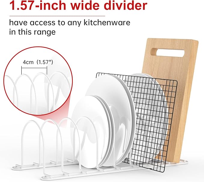 JAQ Pot Lid Rack Organizer, 10.5" Kitchenware Dividers Holder - Image 4