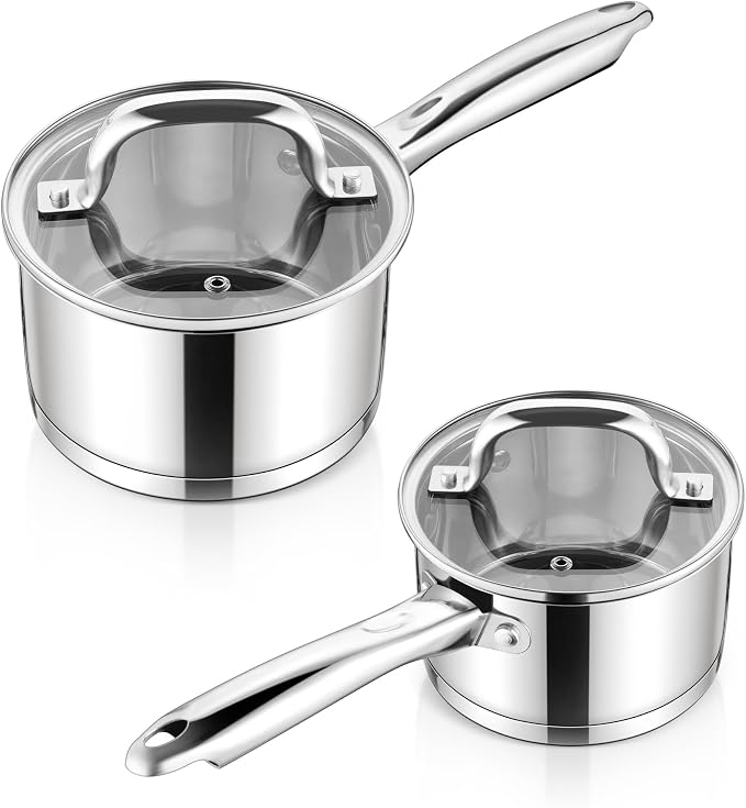 E-far Stainless Steel Saucepan - 1QT & 2QT by E-far
