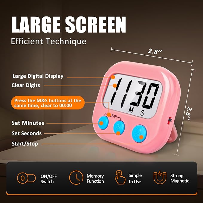 6 Pack Kitchen Timers Loud Ring Digital Timers - Image 4