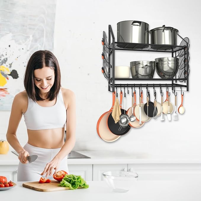 VyGrow 28 Inch Pot Rack Wall Mounted, 2 Tier Pots and Pans Organizer - Image 6