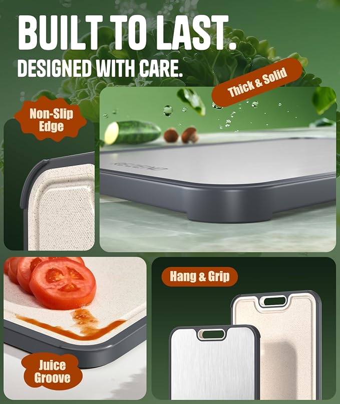 Titanium Cutting Board Set of 3, Dual Sided Design Non Toxic Cutting Boards - Image 6