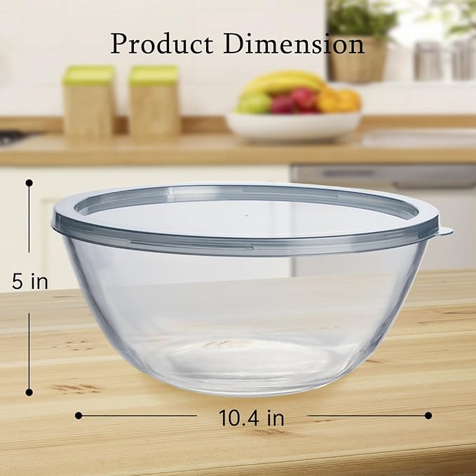 Ajrwiiy Large Glass Bowl for Sourdough Bread Making, 4.7 Quart Glass Mixing - Image 6