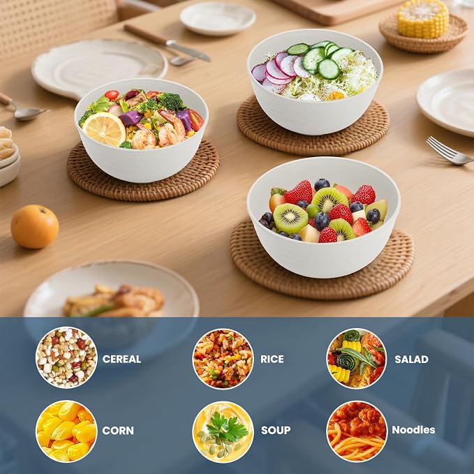Wheat Straw Bowl 26oz, Cereal Bowls Sets of 6, Unbreakable Soup & Salad Bowl - Image 7