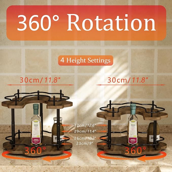 2 Tier Lazy Susan Organizer, 2-Tier Spinning Spice Rack - Image 3