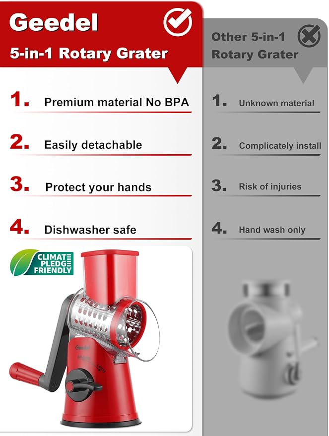 Geedel Rotary Cheese Grater Cheese Shredder - Image 2