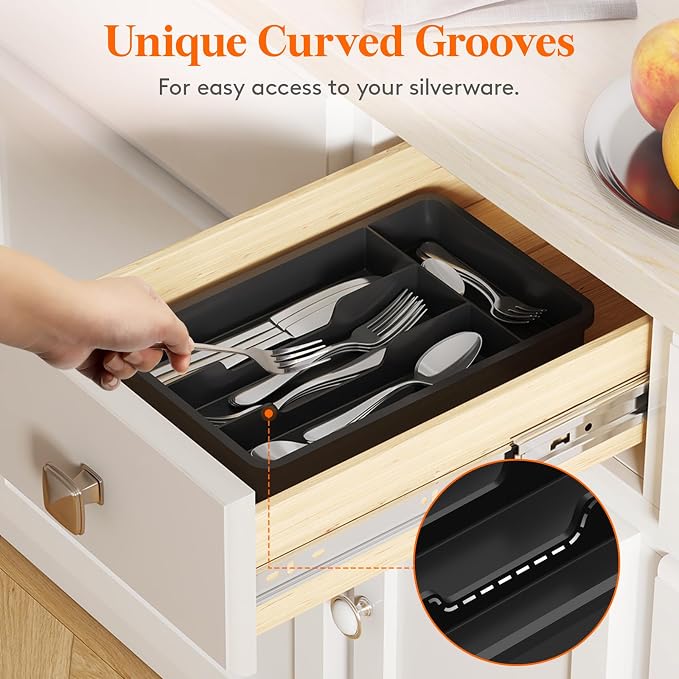 Lifewit Silverware Drawer Organizer Tray, Plastic Cutlery Storage - Image 5
