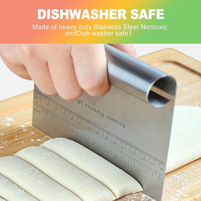 ZukoCert 2-Pack Stainless Steel Bench Scraper – Durable Dough Cutter - Image 4