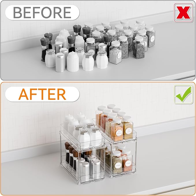 Yieach 2 Tier Vertical Spice Rack Pull Out, 10.4'' Deep Narrow Slide Out Spice - Image 5