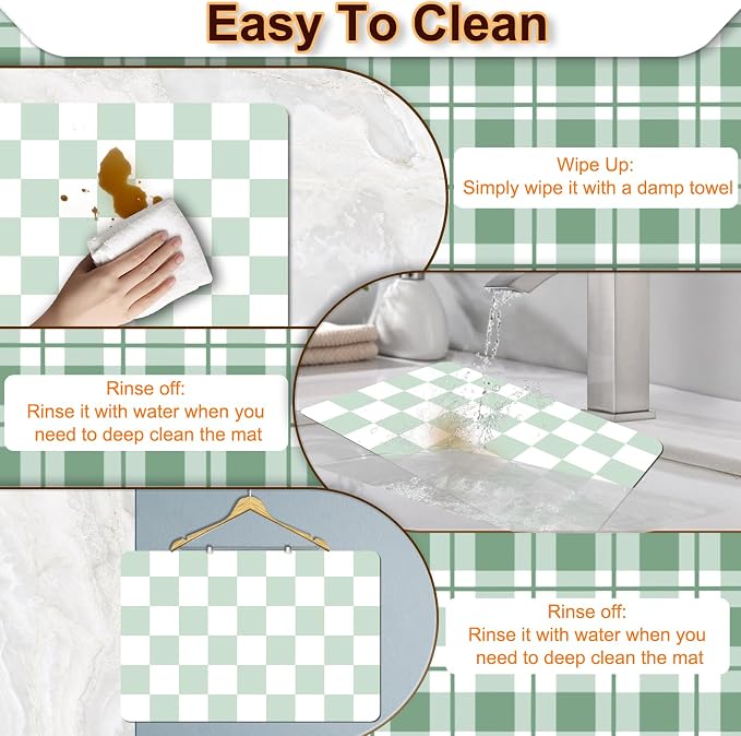 Dish Drying Mat for Kitchen, Checkered Coffee Station Mats - Image 5