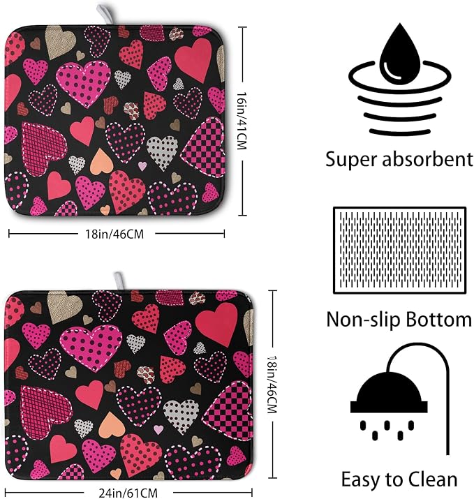 Happy Valentine's Day Kitchen Drying Mats - Image 2
