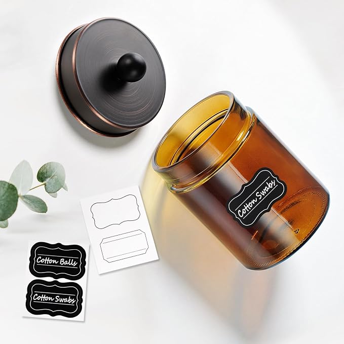 Amolliar Amber Glass Qtip Holder, Apothecary Jars - Image 4