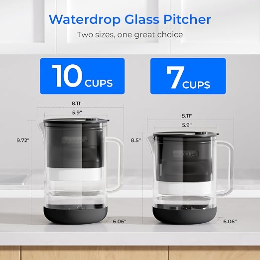Waterdrop PT-09BL 10-Cup Large Glass Water Filter Pitcher, Eco-Friendly - Image 4