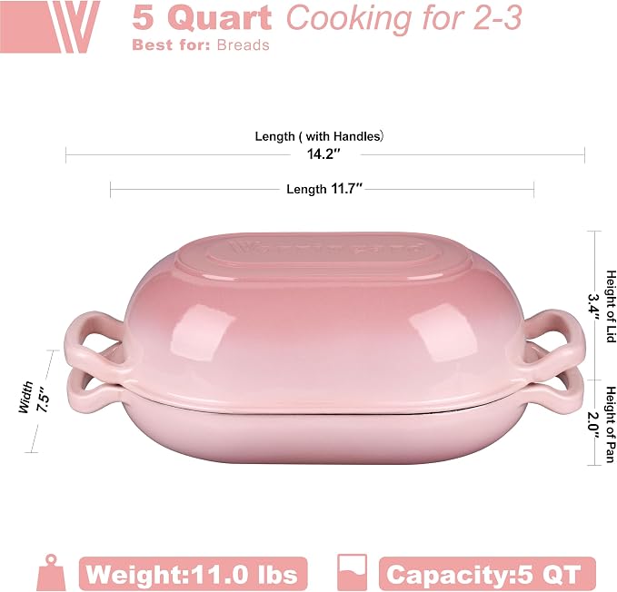 VORRINGARD Enameled Cast Iron Sourdough Bread Oven, Dutch Oven, Loaf Cast Iron - Image 2