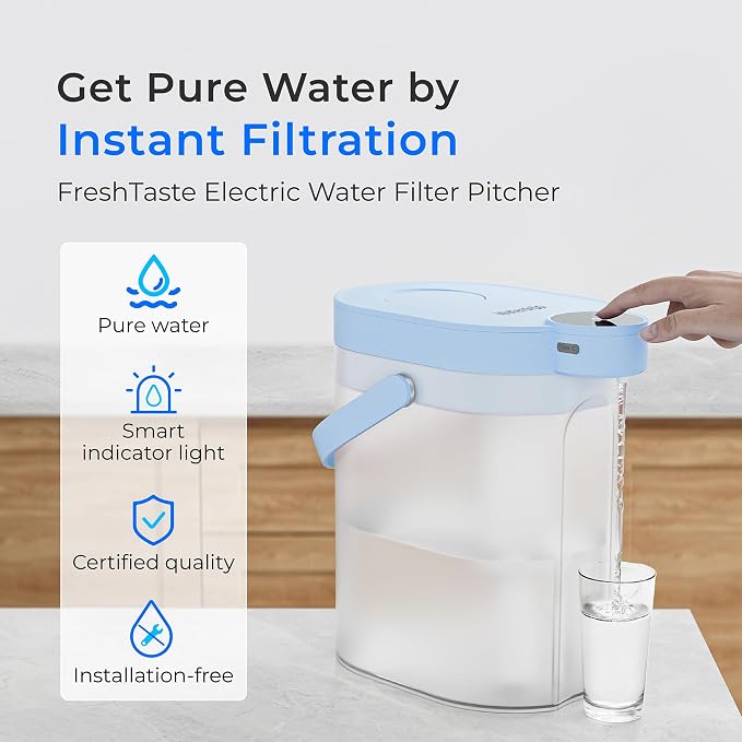 Waterdrop ED06B Electric Water Filter Pitcher, FreshTaste Rechargeable Dispenser - Image 2