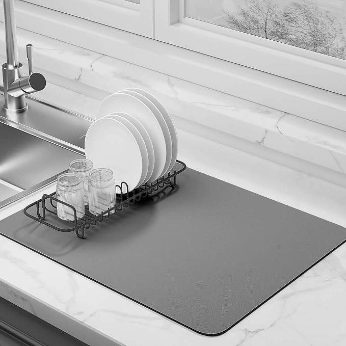 Dish Drying Mat for Kitchen Counter Super Absorbent Drainer Mats by EDC-BFYOU