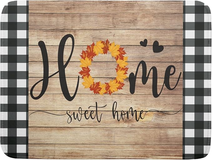 Giwawa Home Sweet Home Dish Drying Mat 18x24 Inch Fall Autumn Maple Leaf Wreath by Giwawa