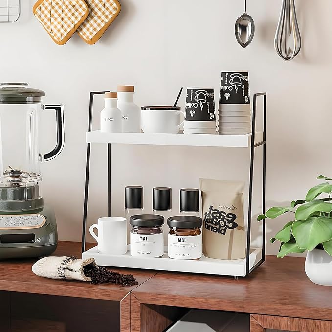 Countertop Coffee Station Organizer, 2 Tier Large Coffee Bar Organizer - Image 3