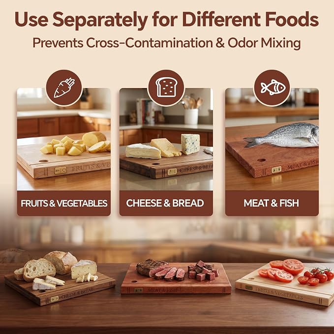 Book Cutting Board Set with Separated Stand, 3 Piece Wood Cutting Boards That - Image 5