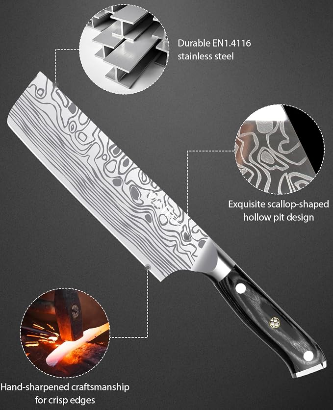 MOSFiATA 7” Nakiri Chef's Knife - Image 3