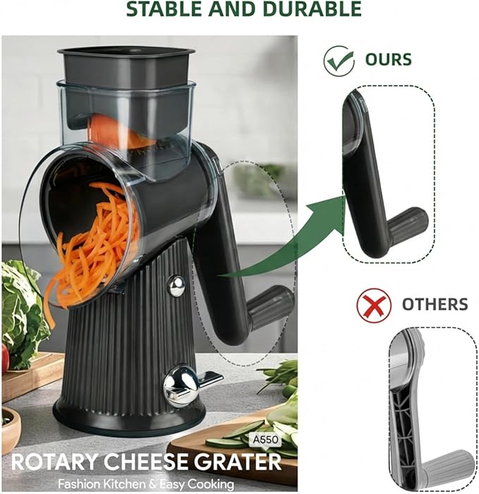 Rotary Cheese Grater with Handle - Image 7