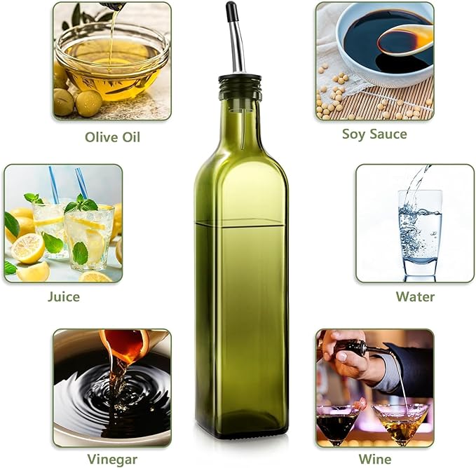 Leaflai Olive Oil Dispenser Bottle, 17oz Glass Olive Oil Dispenser and Vinegar - Image 5