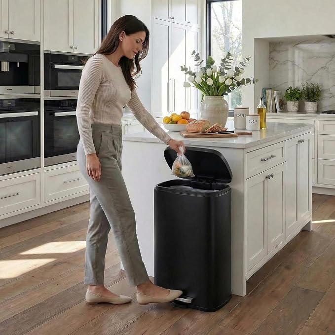 8 Gal Kitchen Trash Can, 30L Recycling or Garbage Bin, Brushed Stainless Steel - Image 9