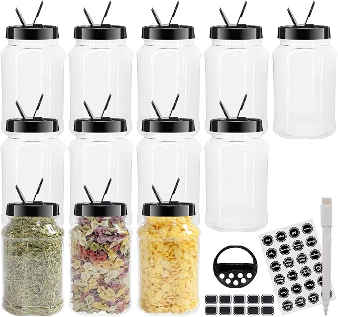 12 Pack 16 oz Clear Plastic Spice Jars by BPFY