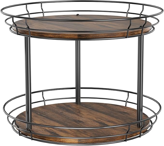 LAMU 12'' Lazy Susan Turntable Organizer, 2 Tier Round Rotating Spice Rack by YourHome-OrganizationHelper