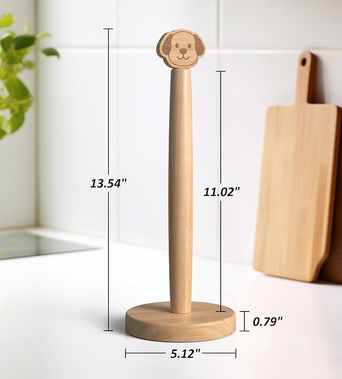 KitchLife Cute Wooden Paper Towel Holder Countertop - Image 2