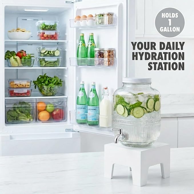 Beverage Dispenser 1 Gallon, Glass Drink Dispenser - Image 6