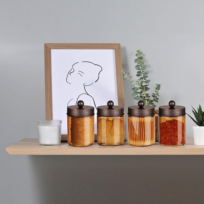 3 Pack Apothecary Jar Canisters Bathroom Vanity Organizer - Image 5
