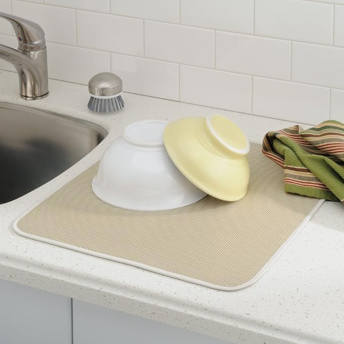 InterDesign iDry Large Kitchen Countertop Absorbent Dish Drying Mat, Wheat/Ivory - Image 2