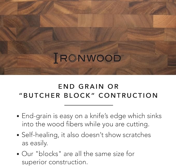 Ironwood Gourmet Large End Grain Prep Station Acacia Wood Cutting Board - Image 8