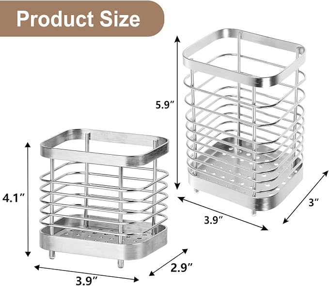 Utensil Holder, Stainless Steel Utensil Drying Rack - Image 2