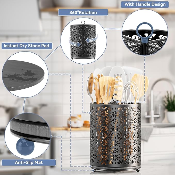 YIUKEA 360° Rotating Utensil Holder - Image 2