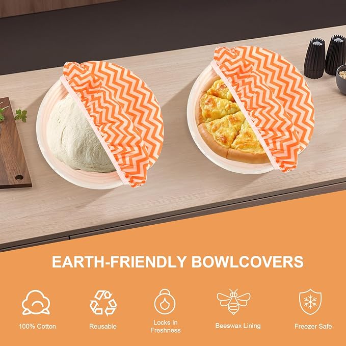 Reusable Bowl Covers for Bread Proofing（2 Large）- Cotton Beeswax Bowl Covers - Image 3