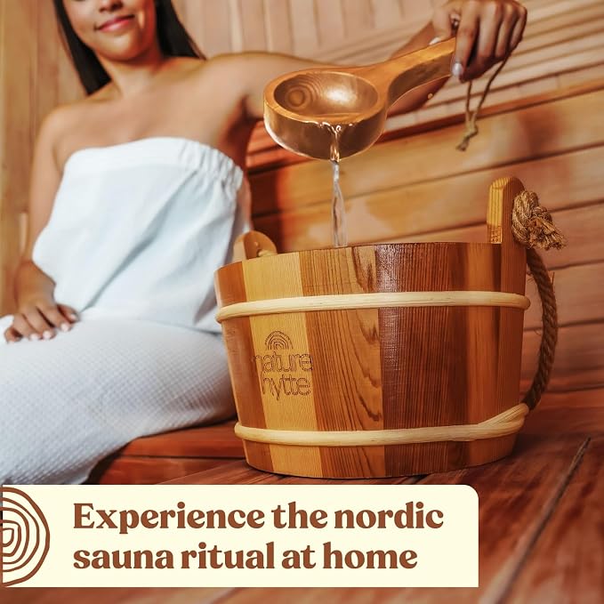 Red Cedar Sauna Bucket and Ladle Set 4L - Image 3