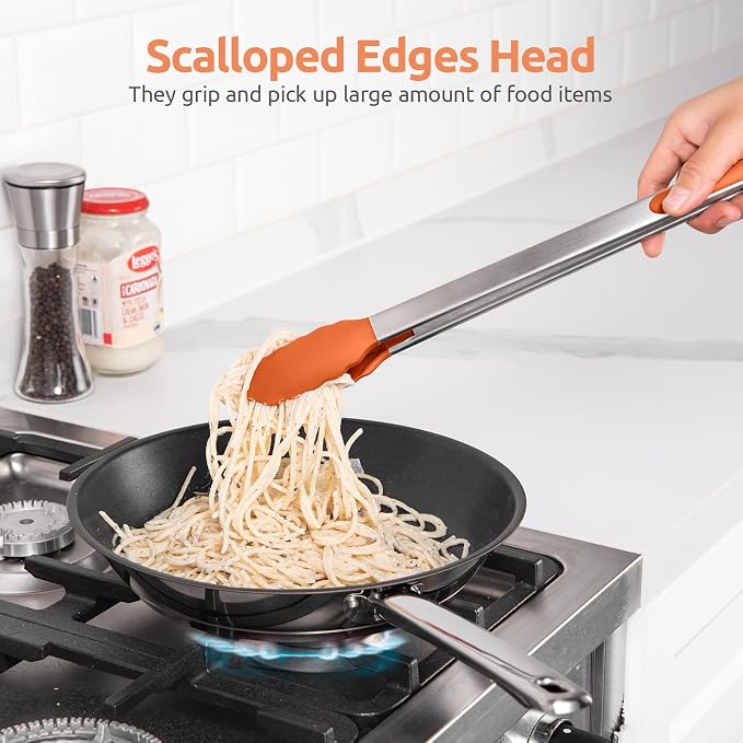 600ºF Heat Resistant Kitchen Tongs: U-Taste 16 inch Extra Long Large Silicone - Image 4