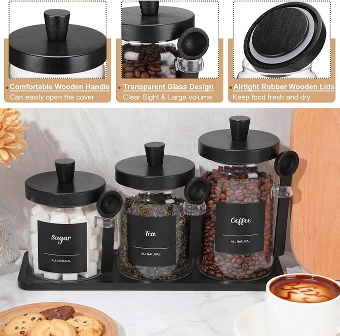 Suclain 3 Pcs Glass Coffee Container - Image 3