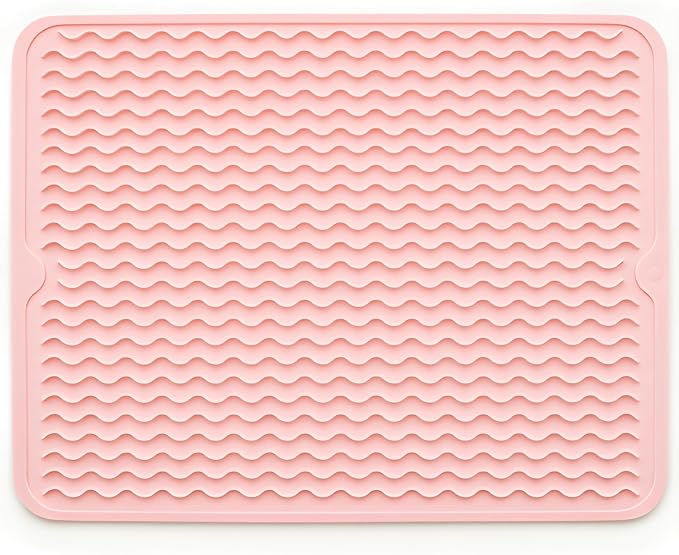 Silicone Drying Mat 16 × 12 – Pink Rose Non-Slip Sink Mat by Unknown
