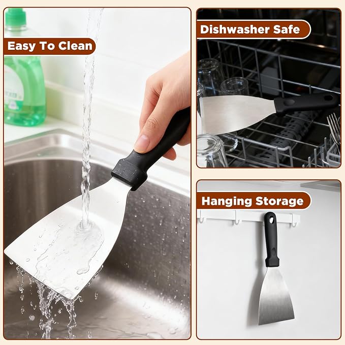 Griddle Scraper，Stainless Steel Grill Scraper, Slant Edge Metal Spatula - Image 6