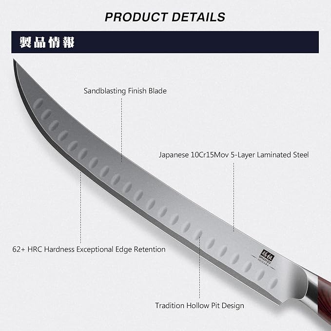 SHAN ZU Brisket Slicing Knife, 11.6 Inch Carving Knife Japanese High Carbon - Image 3