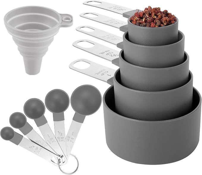 Measuring Cups and Spoons Set of Huygens Kitchen Gadgets 10 Pieces, Stackable by Huygens